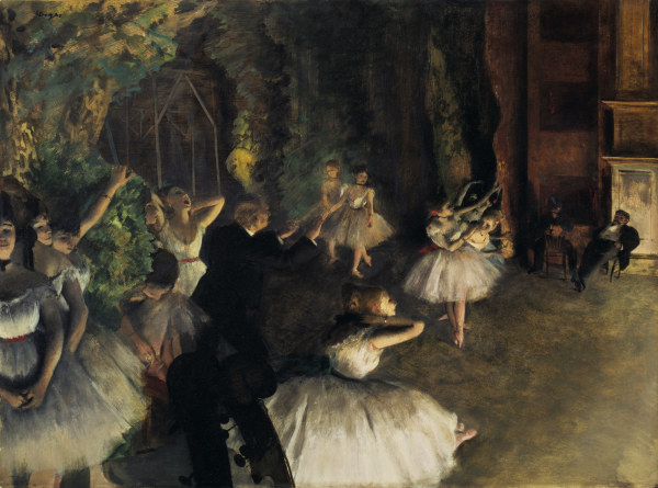 Ballet rehearsal on stage from Edgar Degas
