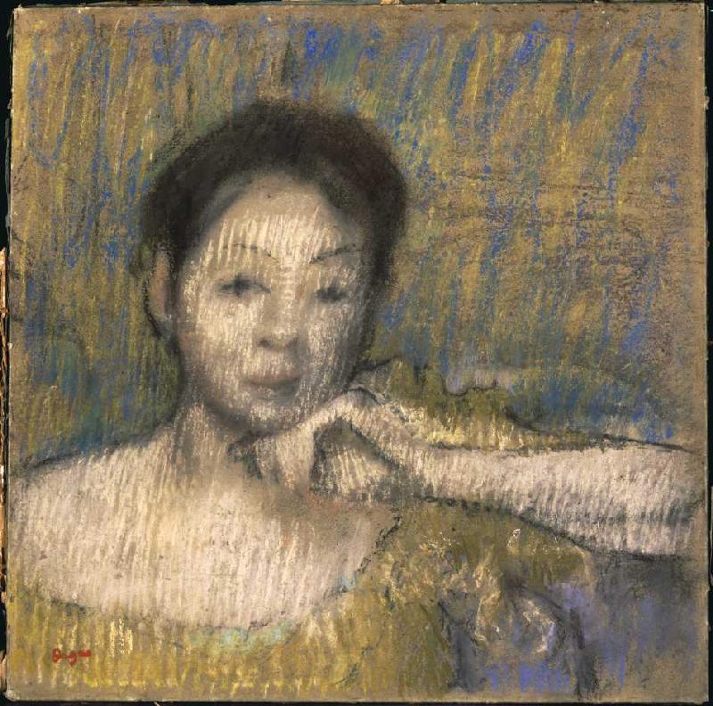 Brustbild einer Frau, ihre linke Hand am Kinn from Edgar Degas