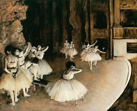 Generalprobe des Balletts auf der Bühne from Edgar Degas
