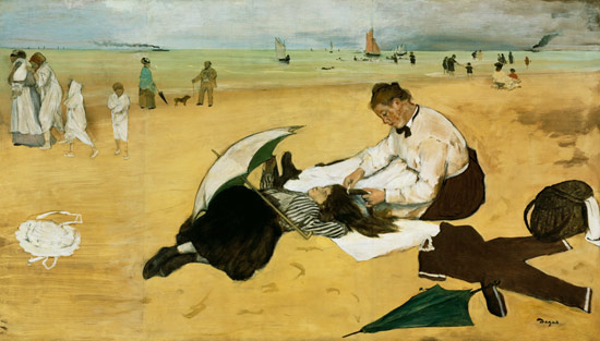 Kleines Mädchen wird am Meeresstrand from Edgar Degas