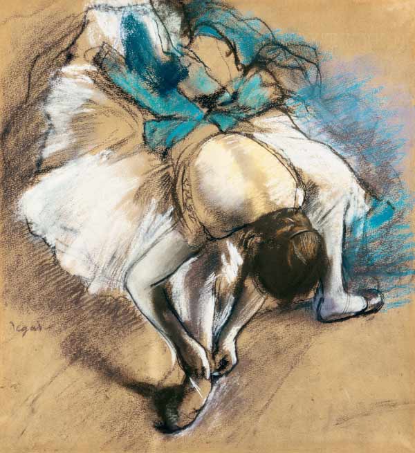 Tänzerin beim Schnüren der Ballettschuhe from Edgar Degas