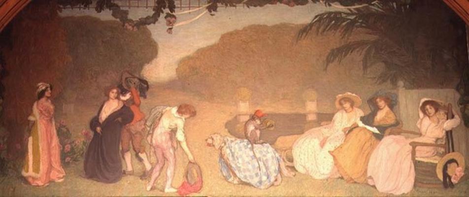 Young Girls Watching an Open Air Theatre, 1909 (oil on canvas) from Edmond-Francois Aman-Jean