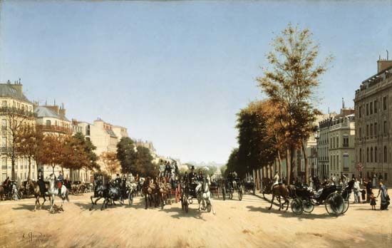 Blick vom Place d'Etoile in die belebten Champs Elysées. from Edmond Georges Grandjean