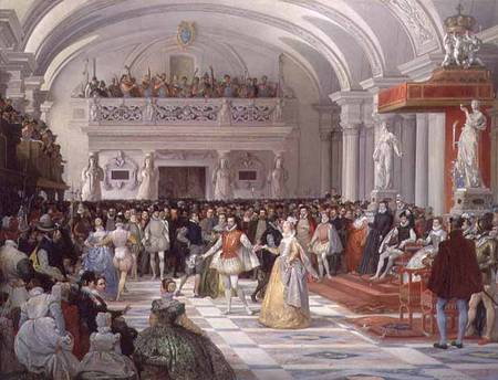 The Wedding of Henri de Bourbon, King of Navarre, to Marguerite de Valois in the presence of Catheri from Edmond Lechevallier-Chevignard
