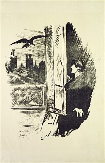 Illustration for ''The Raven'', Edgar Allen Poe from Edouard Manet