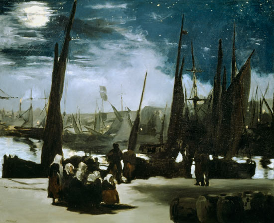 Moonlight on Boulogne Harbour from Edouard Manet