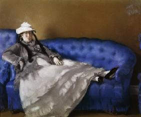 E.Manet, Madame Manet auf blauem Sofa