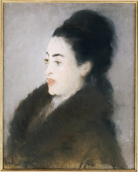Woman in a Fur Coat in Profile, 1879 (oil & pastel on canvas) from Edouard Manet