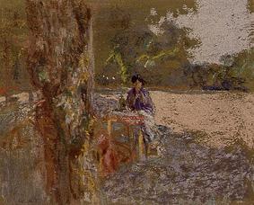 Frau, in einem Garten sitzend. from Edouard Vuillard
