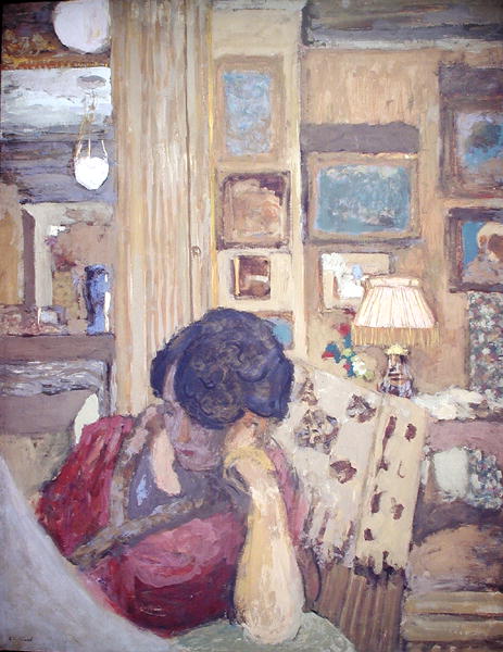 Mme Hessel seated in front of a glassed armoire, 1906 (oil on canvas)  from Edouard Vuillard