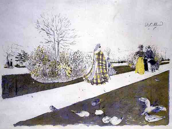 The Garden of the Tuilleries (pencil and w/c on paper)  from Edouard Vuillard