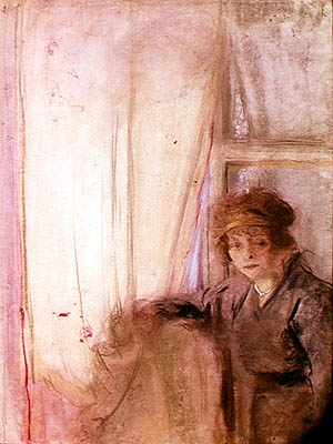 Woman Leaning by a Window (pastel on paper)  from Edouard Vuillard