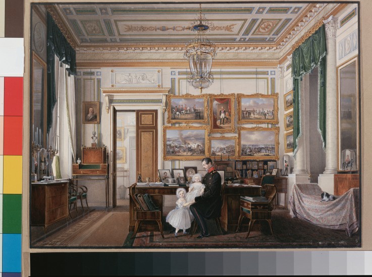 Interiors of the Winter Palace. The Study of Emperor Alexander II from Eduard Hau