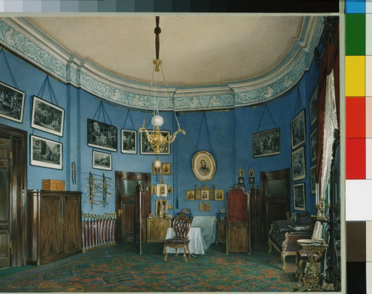Interiors of the Winter Palace. The Bedroom of Crown Prince Nikolay Aleksandrovich from Eduard Hau