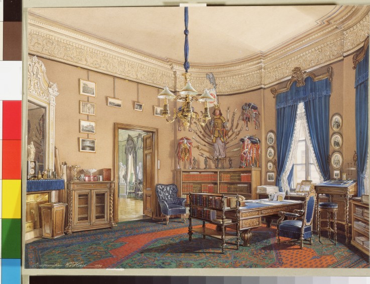 Interiors of the Winter Palace. The Study of Crown Prince Nikolay Aleksandrovich from Eduard Hau