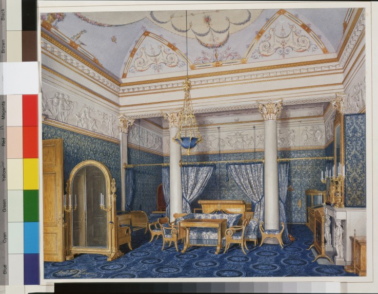 Interiors of the Winter Palace. The Bedchamber of Empress Alexandra Fyodorovna from Eduard Hau