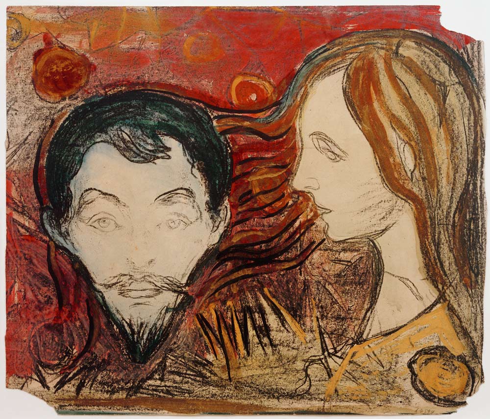 Male Head in Woman's Hair from Edvard Munch