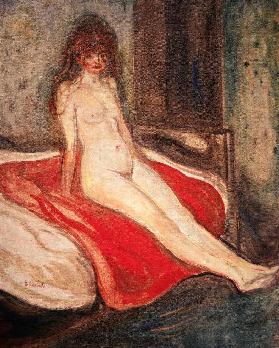 Girl on red cloth