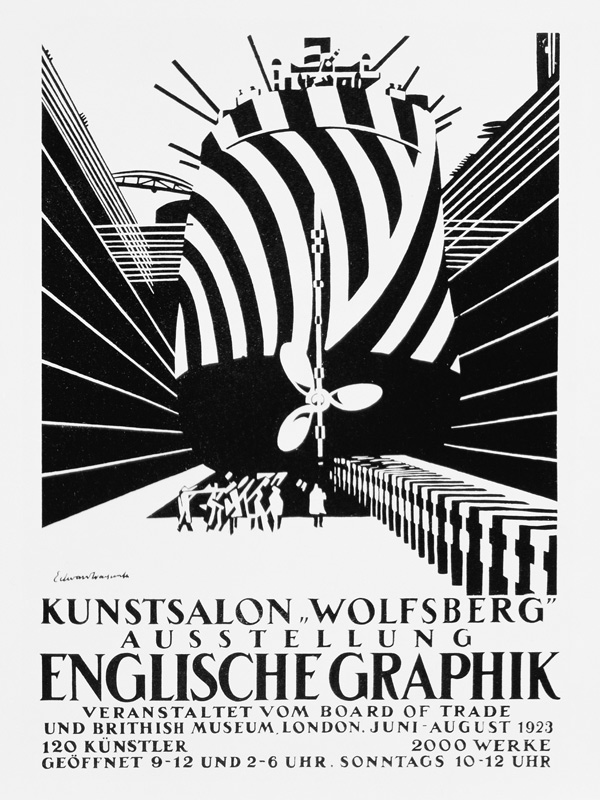 Deutsches Plakat für eine Ausstellung mit englischen Grafiken für das Board of Trade und das British from Edward Alexander Wadsworth