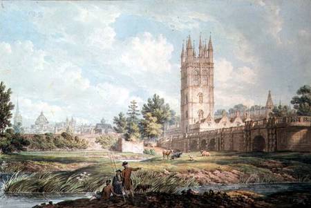 Magdalen College and Bridge, Oxford, from the River  on from Edward Dayes