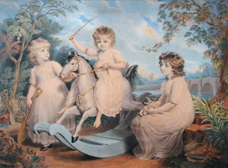 Portrait Group of three Children, possibly Sophie, Charles and Frances Burney  on from Edward Francis Burney