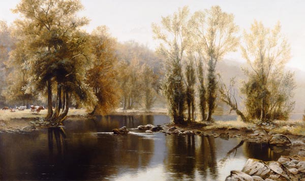Extensive River Landscape with Cattle from Edward J. Duval