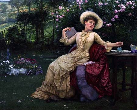 Drinking Coffee and Reading in the Garden from Edward Killingsworth Johnson