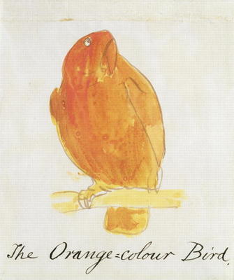 The Orange Colour Bird, from 'Sixteen Drawings of Comic Birds' (pen & ink and w/c on paper) from Edward Lear