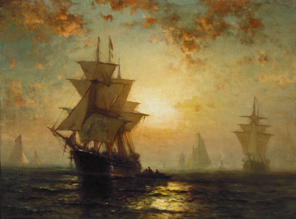 Segelschiffe bei Sonnenuntergang from Edward Moran