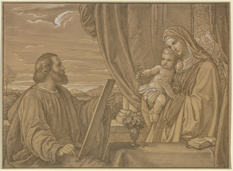 Der Heilige Lukas in der Gestalt des Künstlers Karl Kappes, die Madonna malend from Edward von Steinle