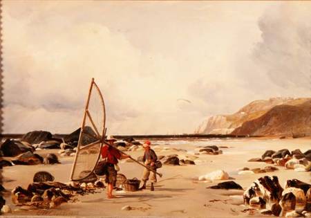 Shrimpers on a beach from Edward William Cooke