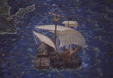 Galleon, detail from the 'Galleria delle Carte Geografiche' from Egnazio Danti