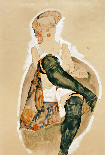 Girl w.her Legs Crossed from Egon Schiele