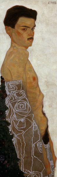 Aktselbstbildnis mit ornamentierter Drapierung from Egon Schiele
