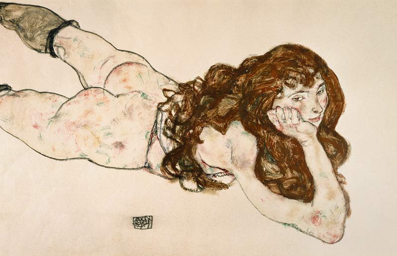 Am Bauch liegender weiblicher Akt from Egon Schiele