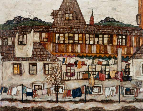 Haus mit trocknender Wäsche from Egon Schiele