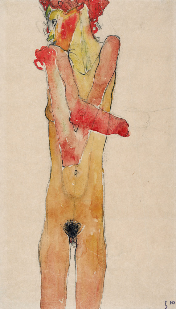 Mädchenakt mit verschränkten Armen from Egon Schiele