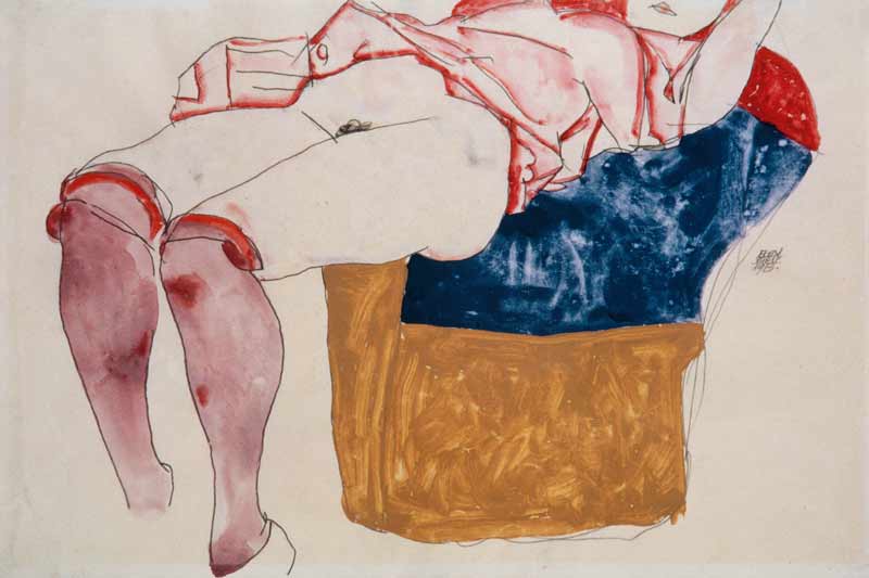 Ruhende Frau mit lilafarbenen Strümpfen from Egon Schiele