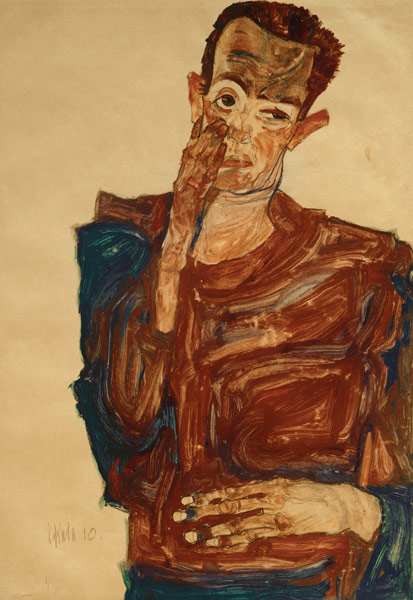 Selbstbildnis mit Hand from Egon Schiele