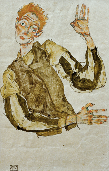 Self-Portrait with Striped Armlets from Egon Schiele
