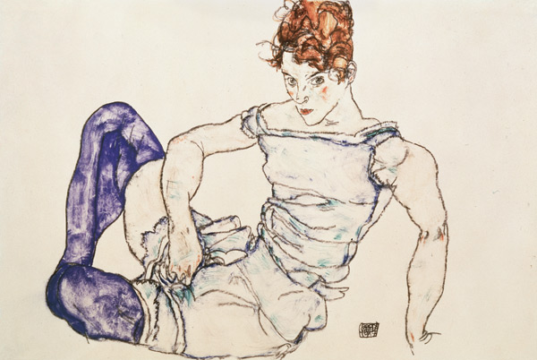 Sitzende Frau mit violetten Strümpfen from Egon Schiele