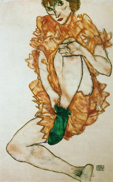 Der grüne Strumpf from Egon Schiele