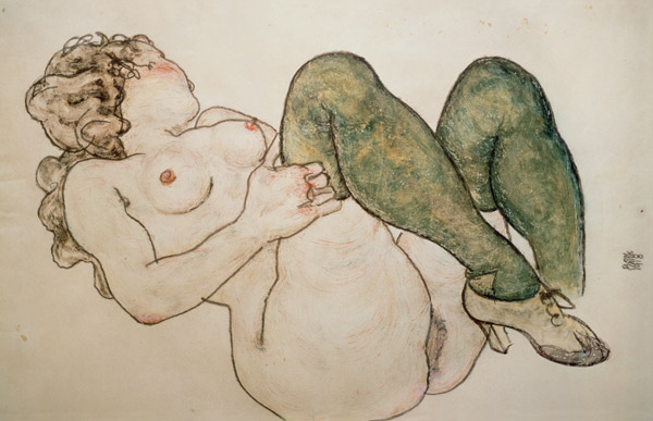 Akt mit grünen Strümpfen from Egon Schiele