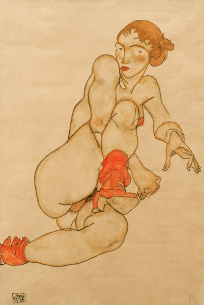 Nude with raised leg from Egon Schiele