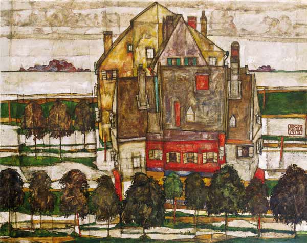 Einzelne Häuser (Häuser mit Bergen) from Egon Schiele
