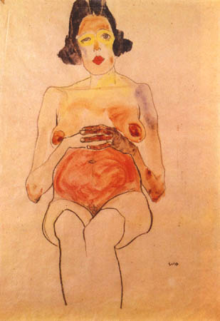 Roter Akt, schwanger from Egon Schiele
