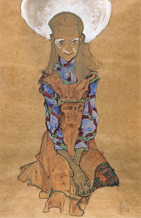 Seated Girl (Poldi Lodzinsky) from Egon Schiele