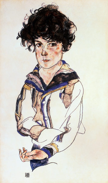 Young Boy, 1918 (pencil, w/c & from Egon Schiele