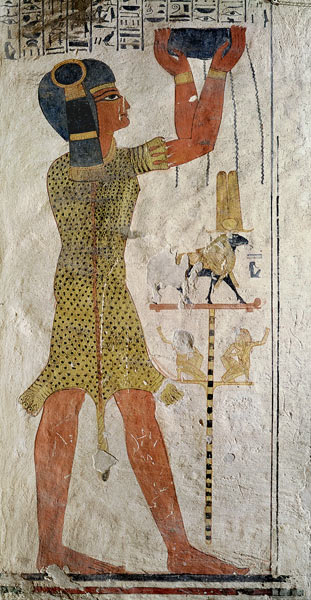 An Inmutef priest making an offering New Kingdom from Egyptian