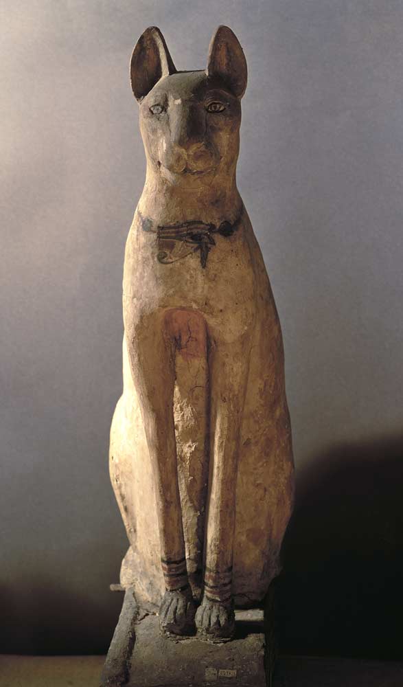 Coffin of a cat protected by the goddess Bastet from Egyptian